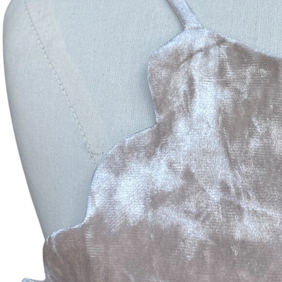 A Byer Y2K Crushed Velvet Tank Top Rose Gold Scallop Going Out Coquette Indie -S - Picture 4 of 13
